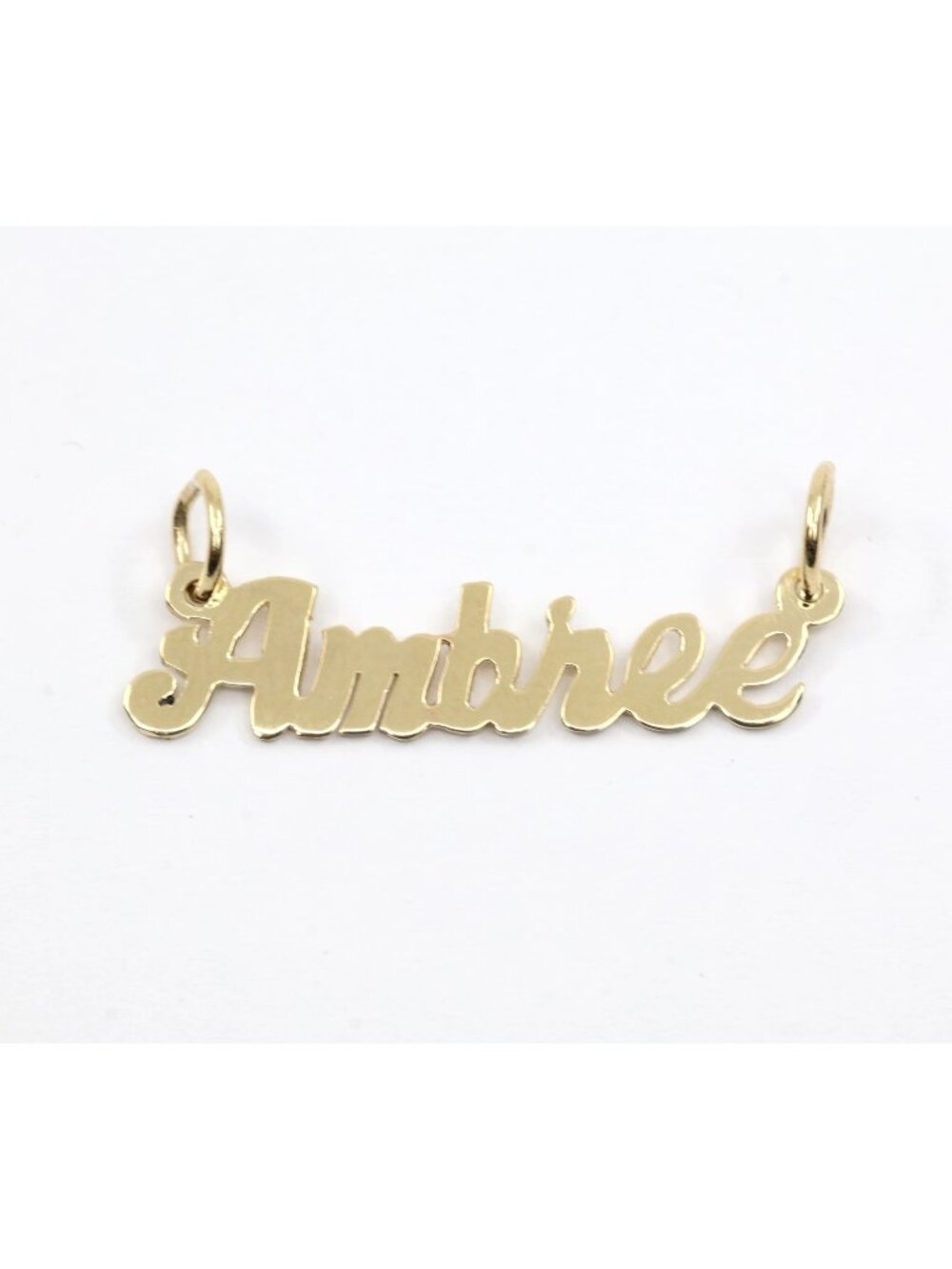 Unique 14K Karat Solid Yellow Gold Designer Name Initial "Ambree" Charm Pendant